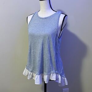 BCBGenerstion blue and white striped babydoll tank